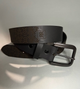 Black leather belt with black buckle