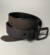 Black leather belt with black buckle