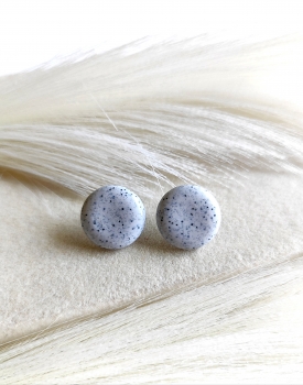 Stud earrings mottled gray - shiny