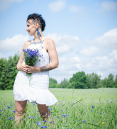 Leather earrings &quot;Cornflower&quot; with tassels Nr.2