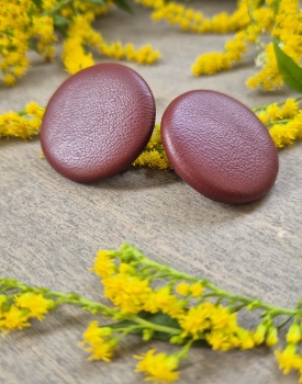 Leather earrings "Buttons" M size brown