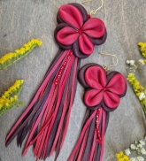 Leather earrings &quot;Butterfly&quot; red