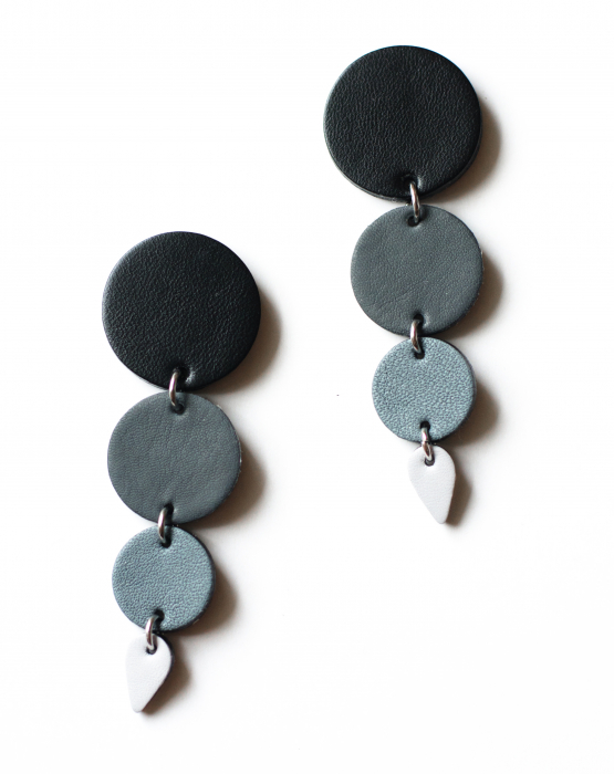 Leather earrings &quot;&quot;Drops&quot; gray