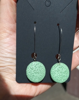 Earrings "Lava light green" small round