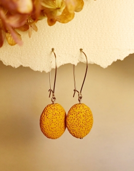 Earrings "Lava yellow" oval