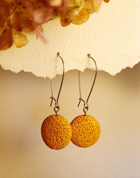 Earrings "Lava yellow" round