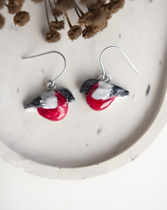 Earrings &quot;Red breast&quot;