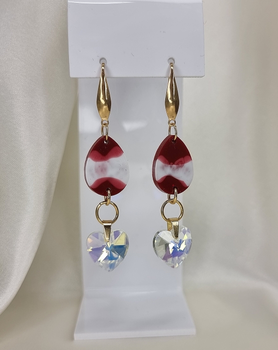 Earrings &quot;Red-white-red&quot; Nr.8