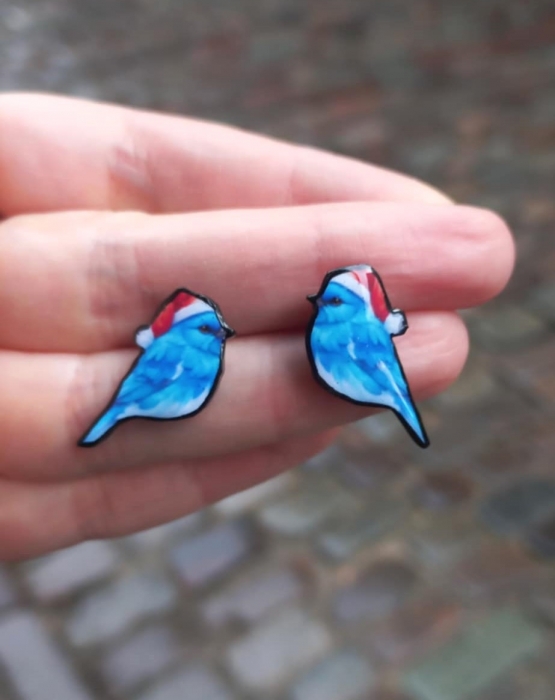 Earrings &quot;Little Birds&quot; Christmas