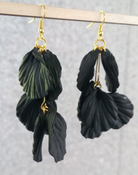 Earrings "Black Petals" large