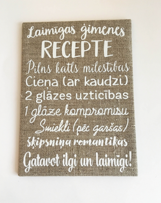 Canvas &quot;Happy family recipe&quot;