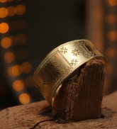 Brass bracelet with Latvian marks - wide